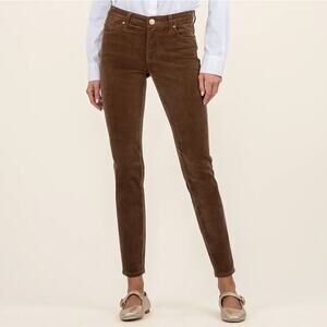 Kut From The Kloth Cognac Diana Corduroy Relaxed Fit Skinny Pants Size 16
